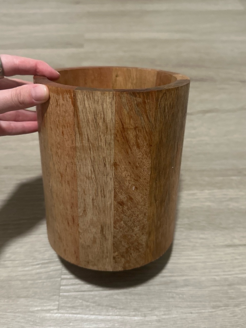 Crate&Barrel Acacia Wood Utensil Holder - Light Brown
